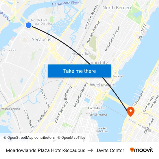 Meadowlands Plaza Hotel-Secaucus, 40 Wood Ave to Javits Center map