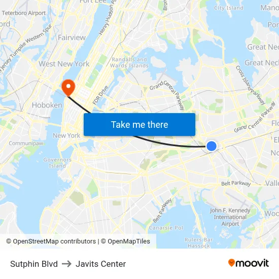 Sutphin Blvd, Jamaica, NY 11435 to Javits Center map