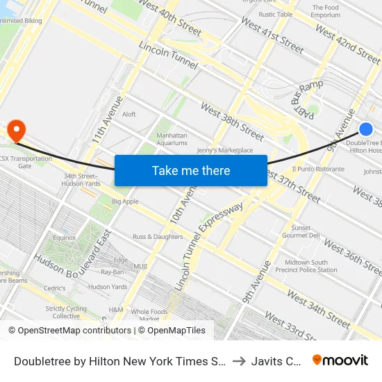 Doubletree by Hilton New York Times Square West to Javits Center map