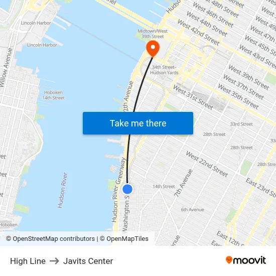 High Line to Javits Center map