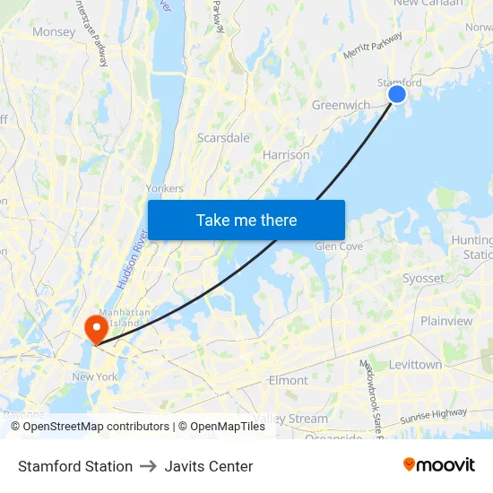 Stamford Station to Javits Center map
