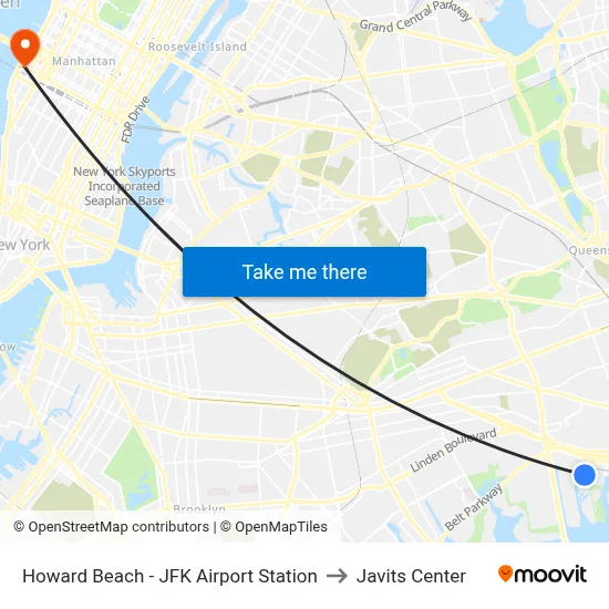 Howard Beach - JFK Airport Station to Javits Center map