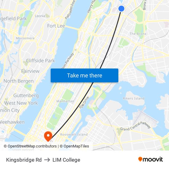 Kingsbridge Rd to LIM College map