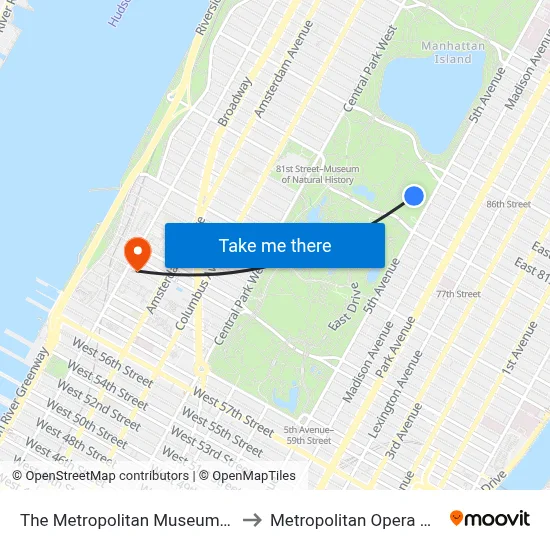 The Metropolitan Museum Of Art to Metropolitan Opera House map