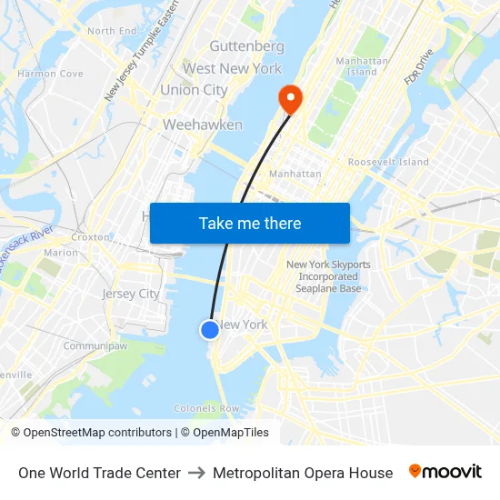 One World Trade Center to Metropolitan Opera House map