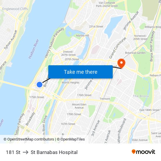 181 St to St Barnabas Hospital map