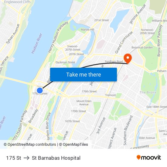 175 St to St Barnabas Hospital map