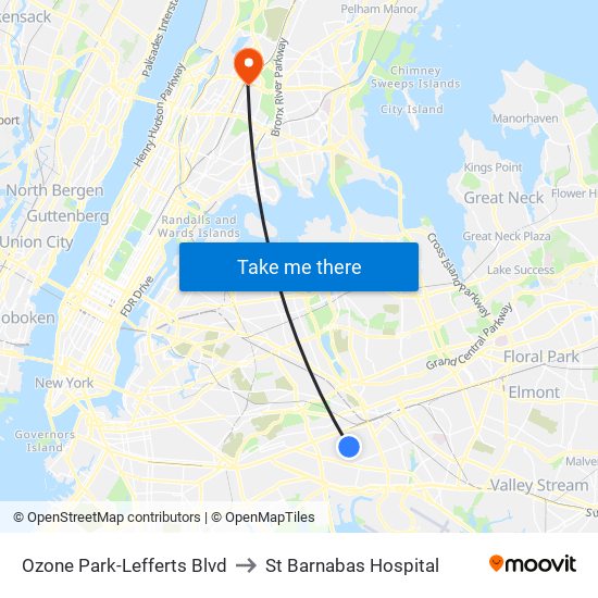 Ozone Park-Lefferts Blvd to St Barnabas Hospital map