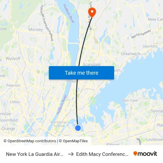New York La Guardia Airport LGA to Edith Macy Conference Center map
