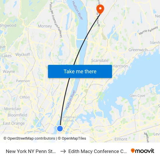 New York NY Penn Station to Edith Macy Conference Center map