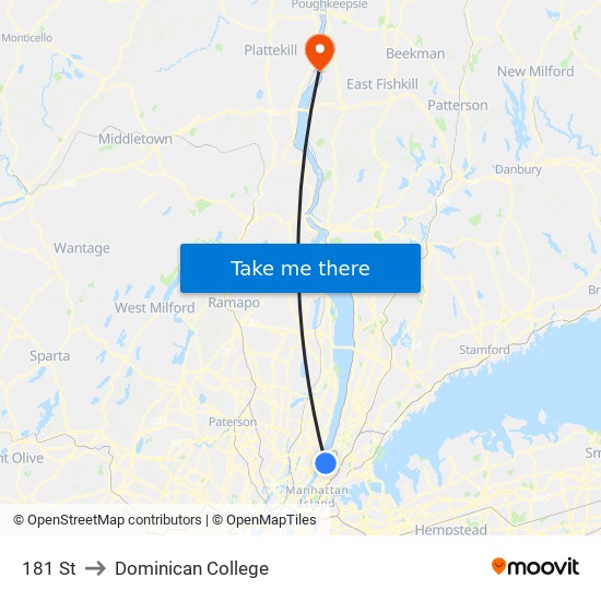 181 St to Dominican College map
