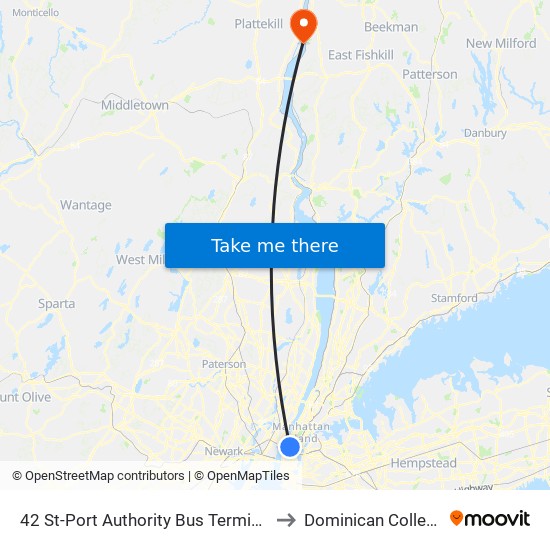 42 St-Port Authority Bus Terminal to Dominican College map