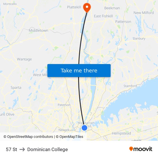 57 St to Dominican College map