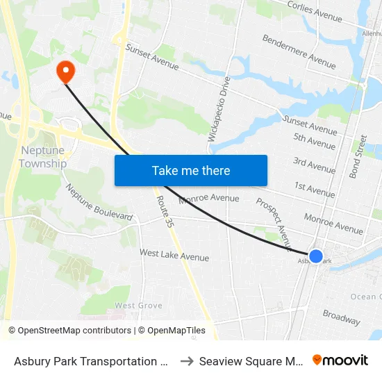 Asbury Park Transportation Ctr to Seaview Square Mall map