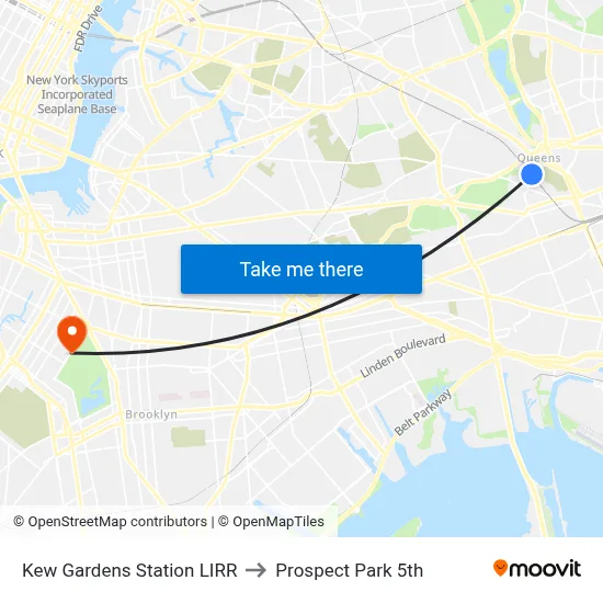 Kew Gardens Station LIRR to Prospect Park 5th map