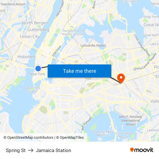 Spring St to Jamaica Station map