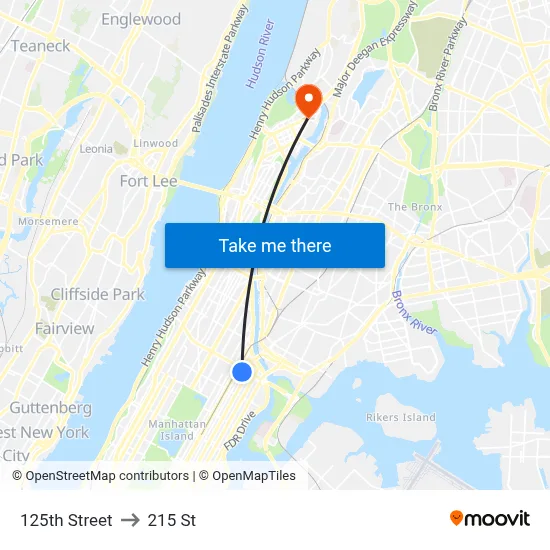 125th Street to 215 St map