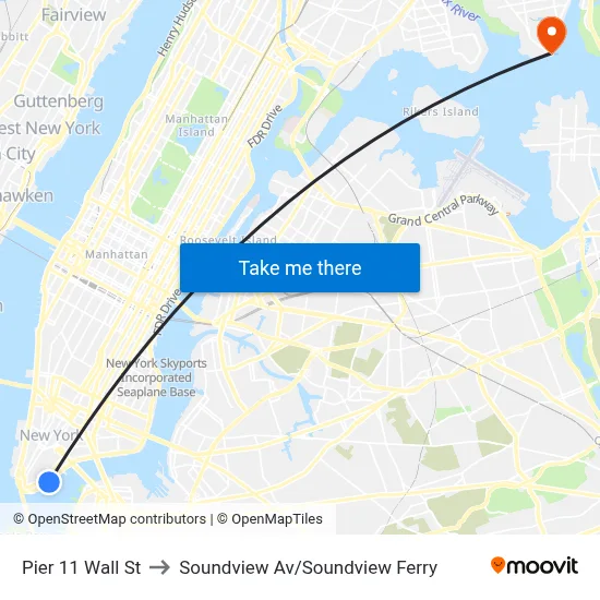 Pier 11 Wall St to Soundview Av/Soundview Ferry map