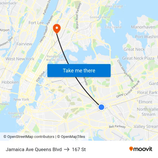 Jamaica Ave Queens Blvd to 167 St map
