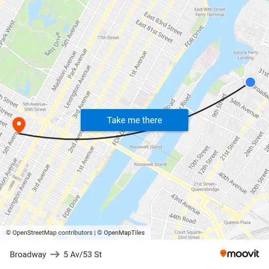 Broadway to 5 Av/53 St map
