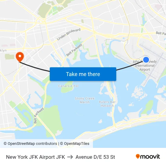 New York JFK Airport JFK to Avenue D/E 53 St map