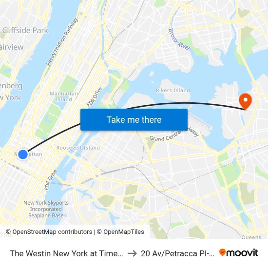 The Westin New York at Times Square to 20 Av/Petracca Pl-Target map