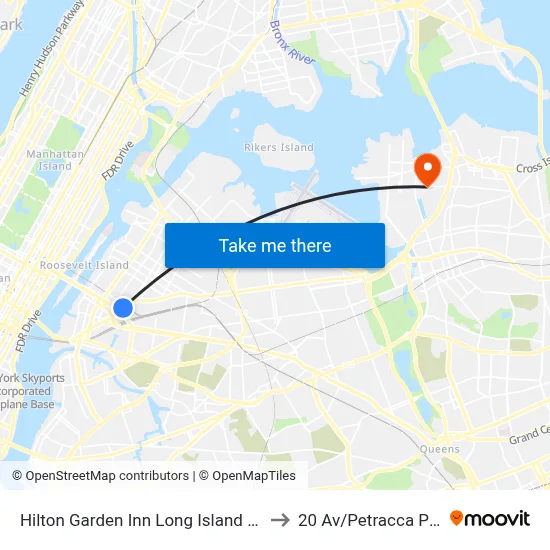 Hilton Garden Inn Long Island City Queens to 20 Av/Petracca Pl-Target map