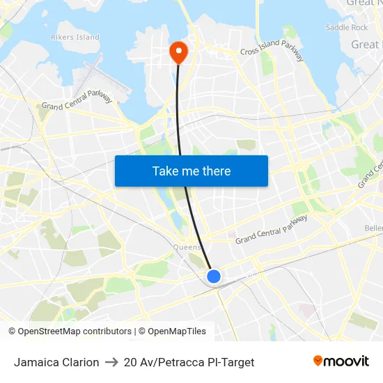 Jamaica Clarion, 138-05 Jamaica Ave to 20 Av/Petracca Pl-Target map