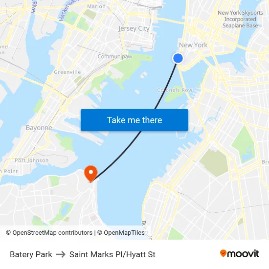 Batery Park to Saint Marks Pl/Hyatt St map