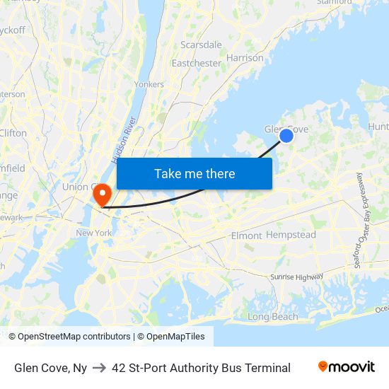 Glen Cove, Ny to 42 St-Port Authority Bus Terminal map