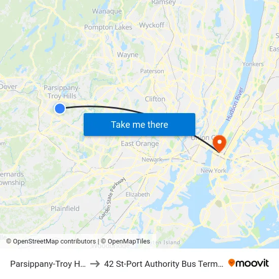 Parsippany-Troy Hills to 42 St-Port Authority Bus Terminal map