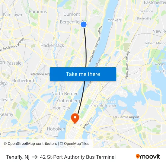 Tenafly to 42 St-Port Authority Bus Terminal map