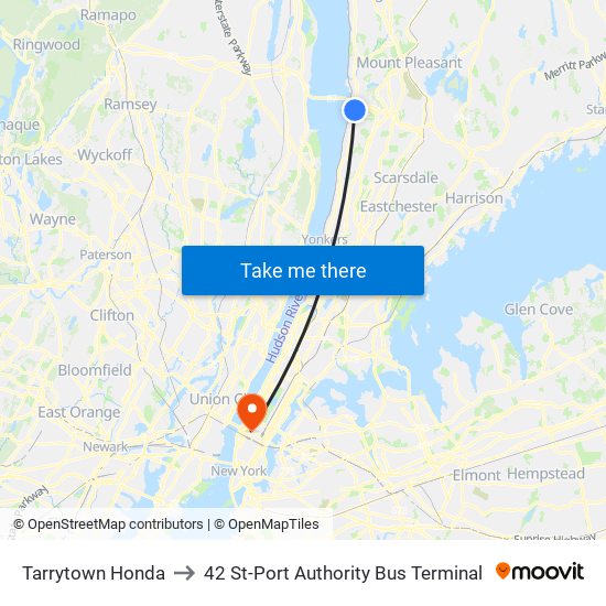 Tarrytown Honda to 42 St-Port Authority Bus Terminal map