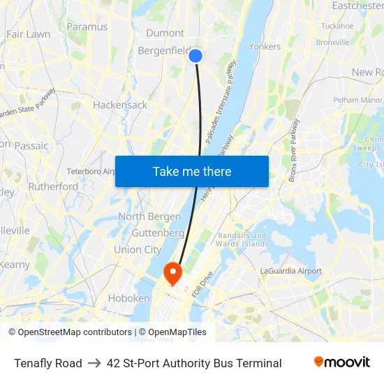 Tenafly Road to 42 St-Port Authority Bus Terminal map