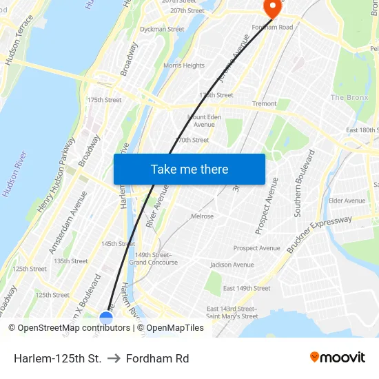 Harlem-125th St. to Fordham Rd map