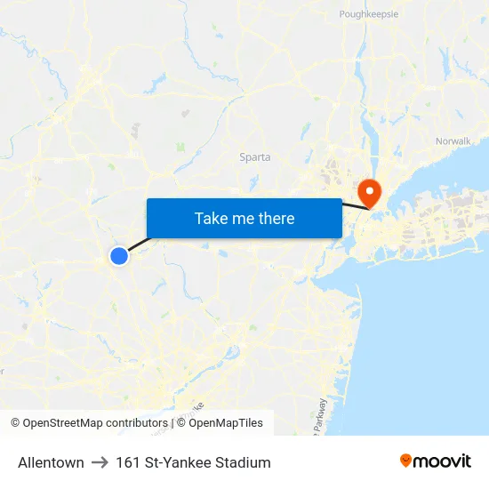 Allentown to 161 St-Yankee Stadium map
