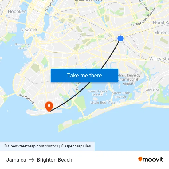 Jamaica to Brighton Beach map