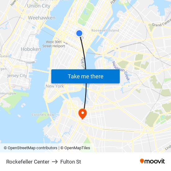 Rockefeller Center to Fulton St map
