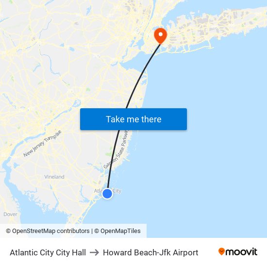 Atlantic City City Hall to Howard Beach-Jfk Airport map