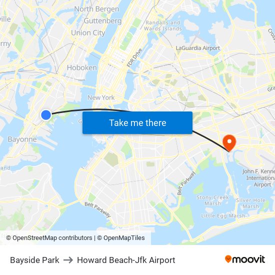 Bayside Park to Howard Beach-Jfk Airport map