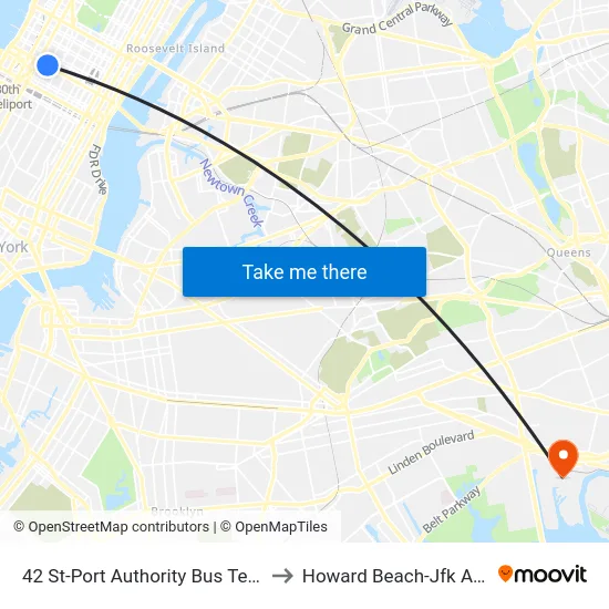 42 St-Port Authority Bus Terminal to Howard Beach-Jfk Airport map