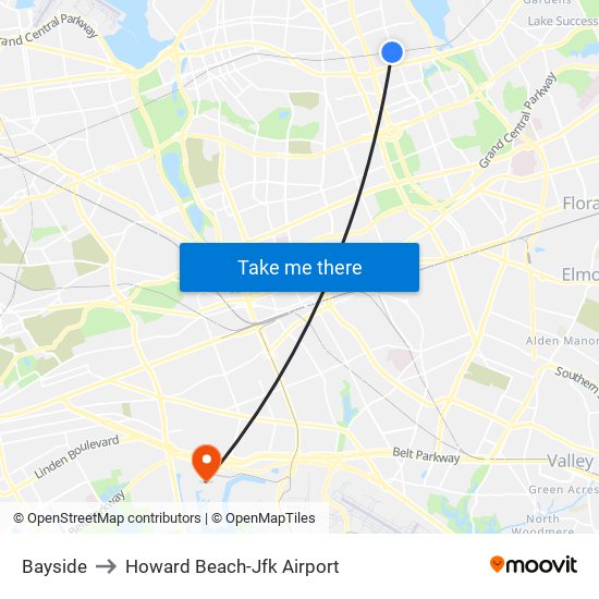 Bayside to Howard Beach-Jfk Airport map