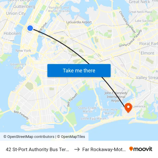 42 St-Port Authority Bus Terminal to Far Rockaway-Mott Av map
