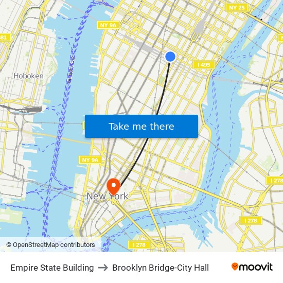 Empire State Building To Brooklyn Bridge City Hall Manhattan With Public Transportation