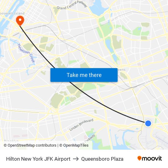 Hilton New York JFK Airport to Queensboro Plaza map