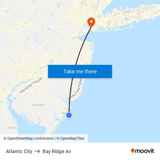 Atlantic City to Bay Ridge Av map