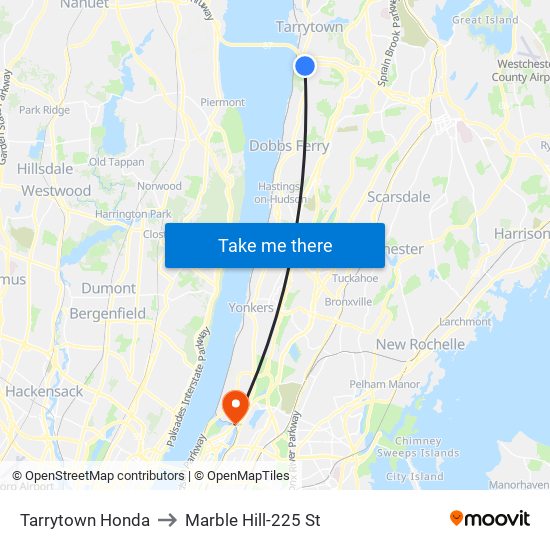 Tarrytown Honda to Marble Hill-225 St map