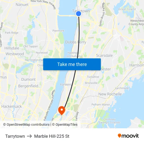 Tarrytown to Marble Hill-225 St map