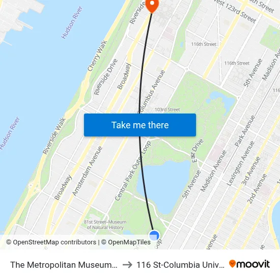 The Metropolitan Museum Of Art to 116 St-Columbia University map