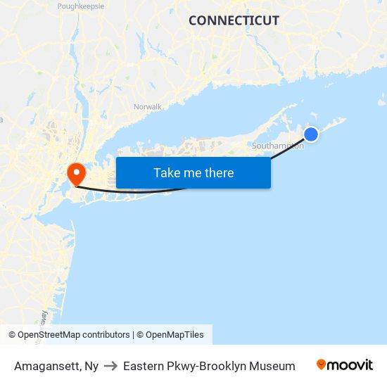 Amagansett, Ny to Eastern Pkwy-Brooklyn Museum map